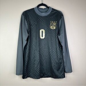 Nike Dri-Fit long sleeve Soccer Jersey Size L Black Gray and Gold 1914‎ DHS